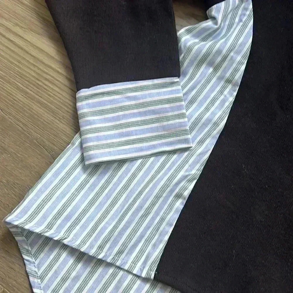 Zara  | Mixed media poplin stripe and black cardigan - Picture 4 of 9